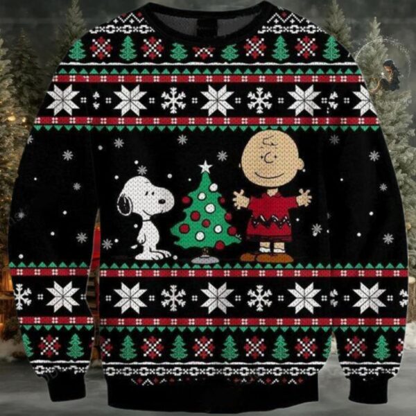 Charlie Brown And Snoopy Ugly Sweater, Charlie And Snoopy Christmas Sweater, Charlie And Snoopy Christmas Tree Gift, Charlie And Snoopy Shirt Moderntees