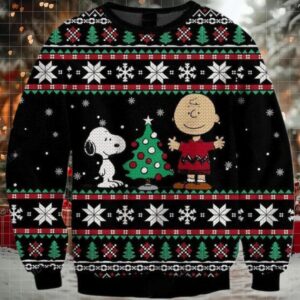 Charlie Brown And Snoopy Ugly Sweater, Charlie And Snoopy Christmas Sweater, Charlie And Snoopy Christmas Tree Gift, Charlie And Snoopy Shirt Moderntees