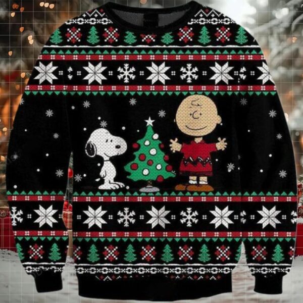 Charlie Brown And Snoopy Ugly Sweater, Charlie And Snoopy Christmas Sweater, Charlie And Snoopy Christmas Tree Gift, Charlie And Snoopy Shirt Moderntees