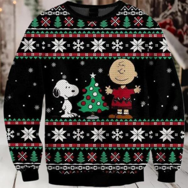 Charlie Brown And Snoopy Ugly Sweater, Charlie And Snoopy Christmas Sweater, Charlie And Snoopy Christmas Tree Gift, Charlie And Snoopy Shirt Moderntees