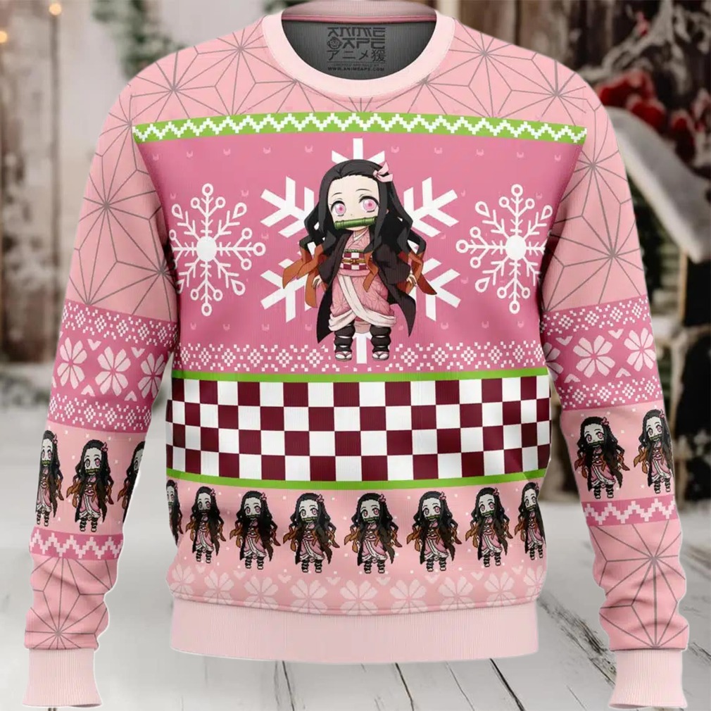 Chibi Christmas Nezuko Kamado Demon Slayer Ugly Christmas Sweater Chibi Christmas Nezuko Kamado Demon Slayer Ugly Christmas Sweater