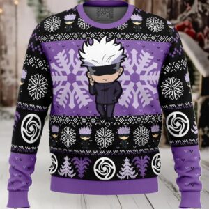 Chibi Satoru Gojo Jujutsu Kaisen Ugly Christmas Sweater