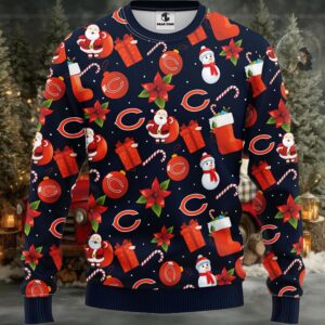 Chicago Bears Santa Claus Snowman Christmas Ugly Sweater Moderntees