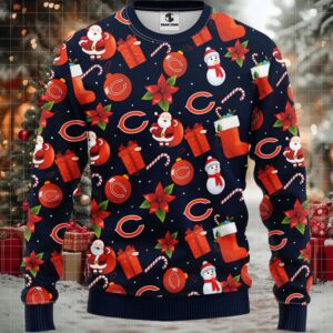 Chicago Bears Santa Claus Snowman Christmas Ugly Sweater Moderntees
