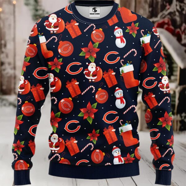Chicago Bears Santa Claus Snowman Christmas Ugly Sweater Moderntees