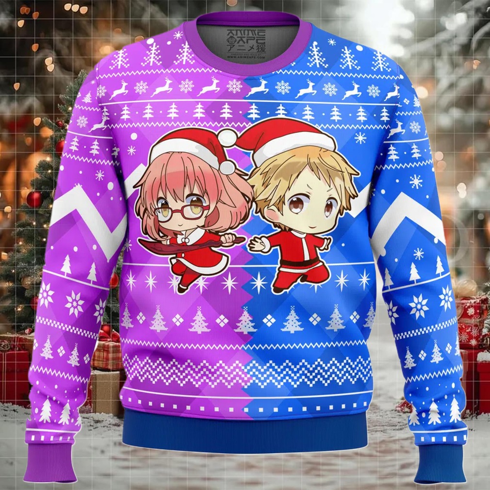 Christmas Akihito And Mirai Beyond the Boundary Ugly Christmas Sweater Image 1
