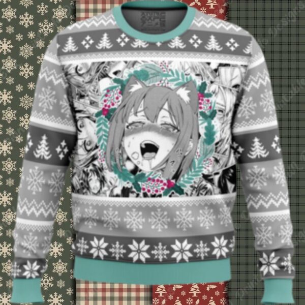 Christmas Anime Ahegao Ugly Christmas Sweater