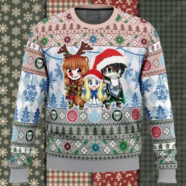 Christmas Filo, Naofumi And Raphtalia The Rising Of The Shield Hero Ugly Christmas Sweater