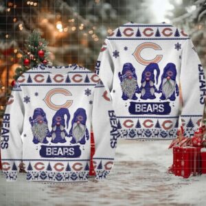 Christmas Gnomes Chicago Bears Ugly Sweater Christmas 3D Sweater Moderntees