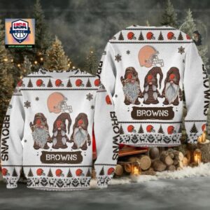 Christmas Gnomes Cleveland Browns Ugly Sweater Christmas 3D Sweater Moderntees