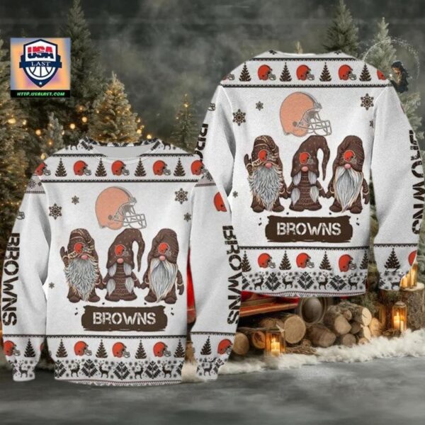 Christmas Gnomes Cleveland Browns Ugly Sweater Christmas 3D Sweater Moderntees