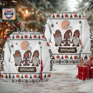 Christmas Gnomes Cleveland Browns Ugly Sweater Christmas 3D Sweater Moderntees