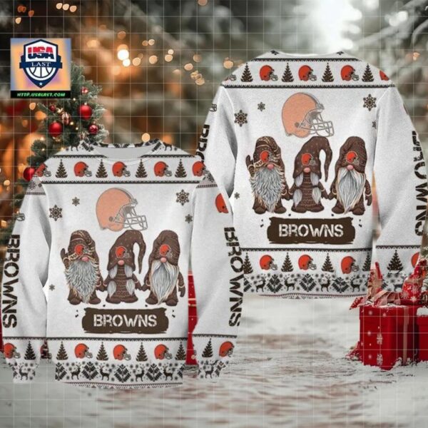 Christmas Gnomes Cleveland Browns Ugly Sweater Christmas 3D Sweater Moderntees