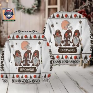 Christmas Gnomes Cleveland Browns Ugly Sweater Christmas 3D Sweater Moderntees