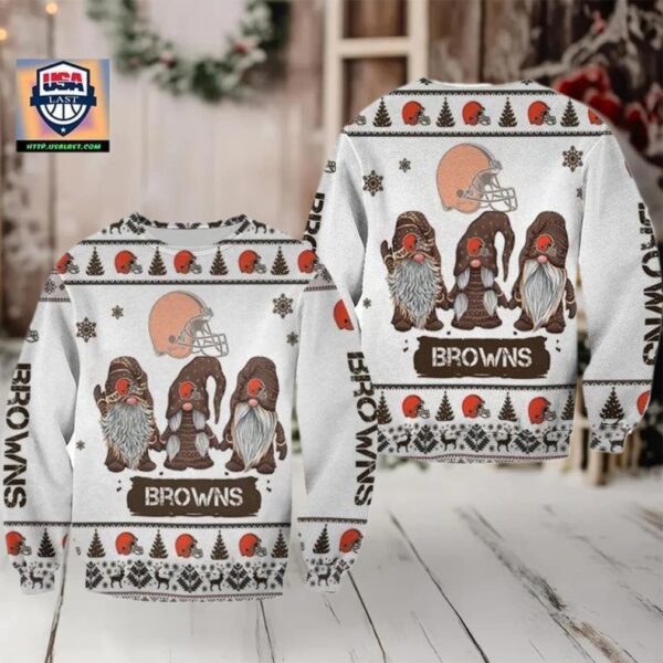 Christmas Gnomes Cleveland Browns Ugly Sweater Christmas 3D Sweater Moderntees