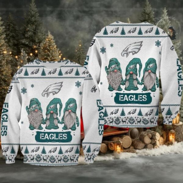 Christmas Gnomes Philadelphia Eagles Ugly Sweater Christmas 3D Sweater Moderntees