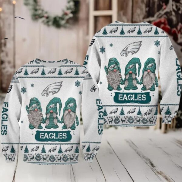 Christmas Gnomes Philadelphia Eagles Ugly Sweater Christmas 3D Sweater Moderntees
