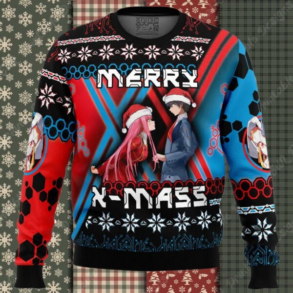 Christmas Hiro and Zero Two Darling In The FranXX Ugly Christmas Sweater