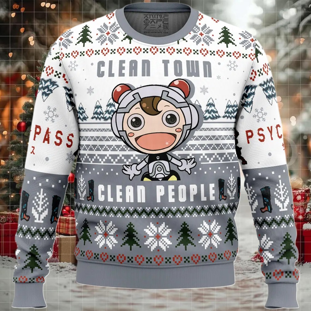 Clean Town Clean People Psycho Pass Ugly Christmas Sweater Image 1