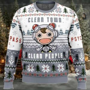 Clean Town Clean People Psycho Pass Ugly Christmas Sweater