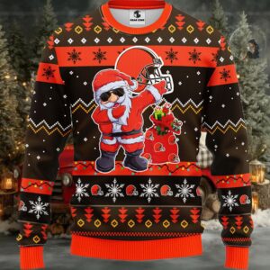 Cleveland Browns Dabbing Santa Claus Christmas Ugly Sweater Moderntees