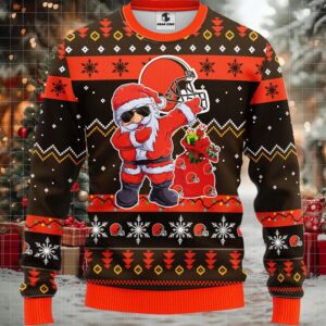 Cleveland Browns Dabbing Santa Claus Christmas Ugly Sweater Moderntees