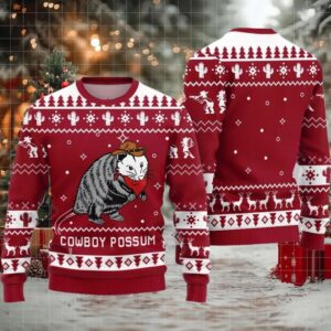 Cowboy Possum Ugly Sweater 2025 Christmas