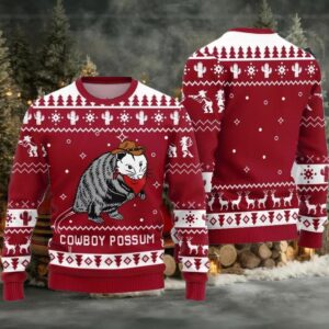 Cowboy Possum Ugly Sweater 2025 Christmas