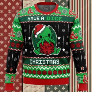 Cthulhu Have A Dice Dungeons & Dragons Ugly Christmas Sweater