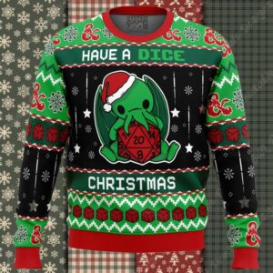 Cthulhu Have A Dice Dungeons & Dragons Ugly Christmas Sweater