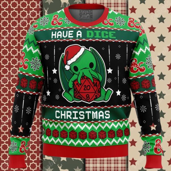 Cthulhu Have A Dice Dungeons & Dragons Ugly Christmas Sweater