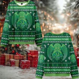 Cultists R’lyeh Wgah’Bagl Fhtagn Ph’nglui Mgw’nafh Cthulhu Ugly Sweater 2025 Christmas
