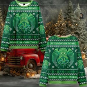 Cultists R’lyeh Wgah’Bagl Fhtagn Ph’nglui Mgw’nafh Cthulhu Ugly Sweater 2025 Christmas