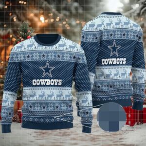 Dallas American Football Team Dem Boyz Cowboys With Deer Xmas Gift For Fan Christmas Ugly Sweater Moderntees
