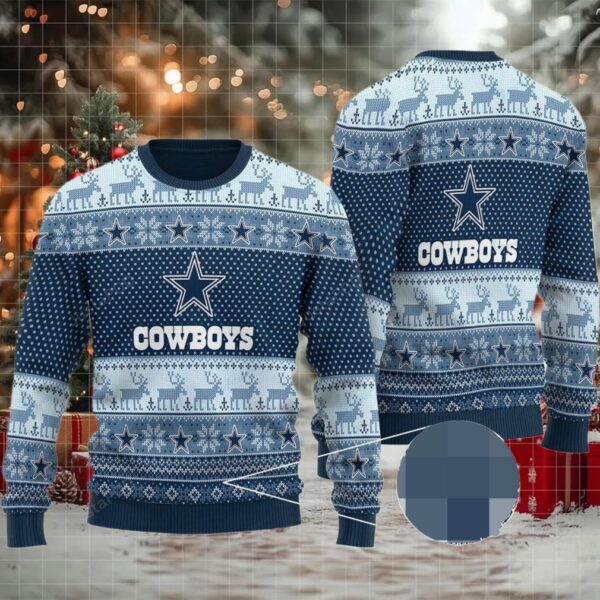Dallas American Football Team Dem Boyz Cowboys With Deer Xmas Gift For Fan Christmas Ugly Sweater Moderntees