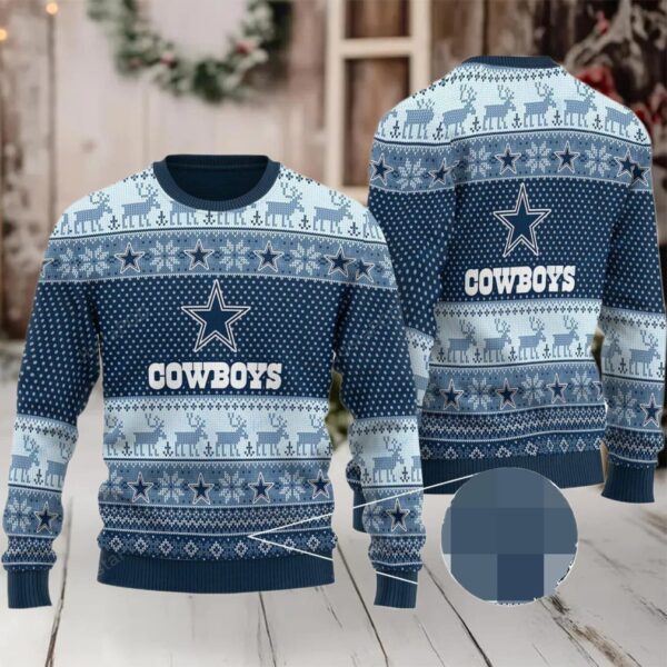 Dallas American Football Team Dem Boyz Cowboys With Deer Xmas Gift For Fan Christmas Ugly Sweater Moderntees