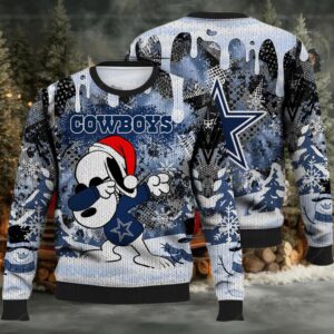 Dallas Cowboys Ugly Sweater, Snoopy Dabbing The Peanuts Ugly Christmas Sweater 3D, Presents For Christmas Moderntees