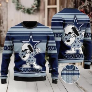 Dallas Cowboys Ugly Sweater, Snoopy Dabbing Ugly Christmas Sweater 3D, Presents For Christmas Moderntees