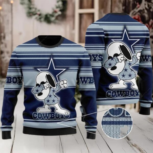 Dallas Cowboys Ugly Sweater, Snoopy Dabbing Ugly Christmas Sweater 3D, Presents For Christmas Moderntees