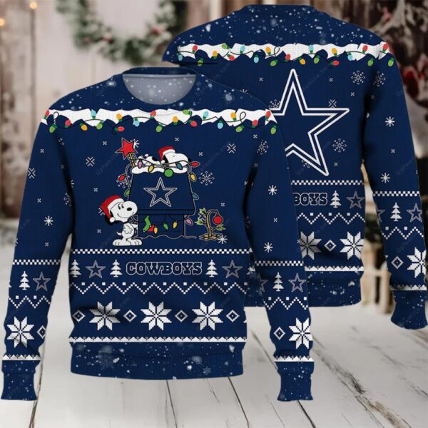 Dallas Cowboys Ugly Sweater, Snoopy Night Ugly Christmas Sweater 3D, Presents For Christmas Moderntees