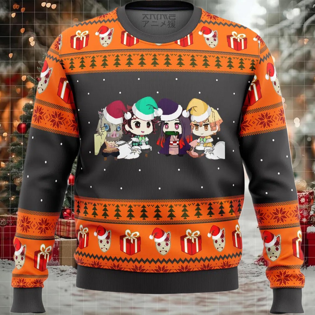 Demon Slayer Chibi Ugly Christmas Sweater Image 2