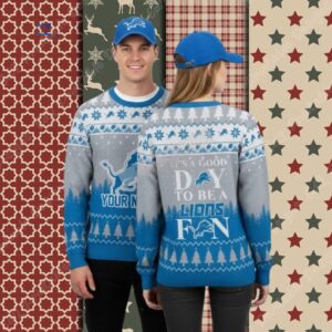 Detroit Lions Its A Good Day Blue Adults Christmas Ugly Sweater