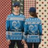 Detroit Lions Charlie Brown Snoopy Woodstock Blue Big Tall Christmas Ugly Sweater