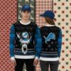 Detroit Lions Personalized Game Day Black Best Christmas Ugly Sweater