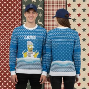 Detroit Lions Simpson Blue Womens Christmas Ugly Sweater