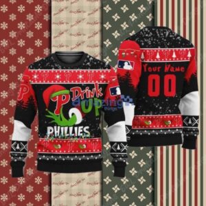 Drink Up Grinch Philadelphia Phillies Ugly Christmas Sweater