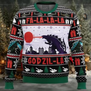 FaLaLaLa Godzil La Godzilla Ugly Christmas Sweater