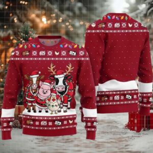 Funny Farm Animal Holiday Ugly Sweater 2025 Christmas