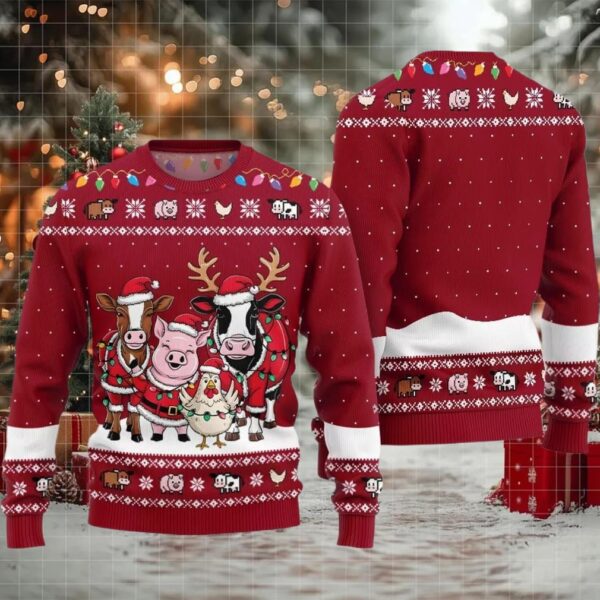 Funny Farm Animal Holiday Ugly Sweater 2025 Christmas