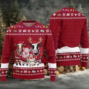 Funny Farm Animal Holiday Ugly Sweater 2025 Christmas